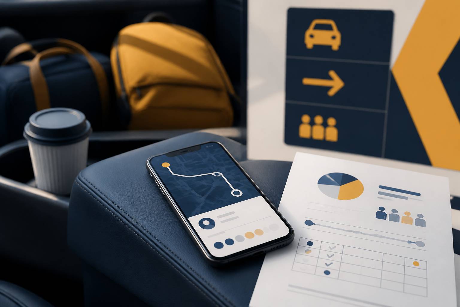 Smartphone affichant un itinéraire de covoiturage