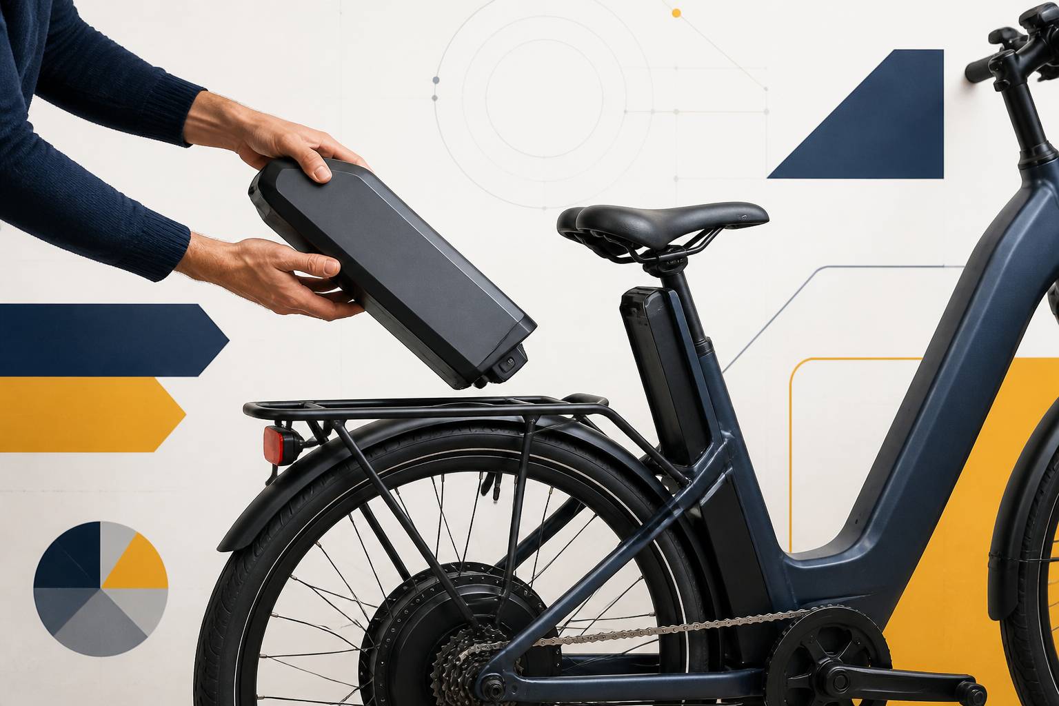 Batterie de vélo électrique tenue à la main