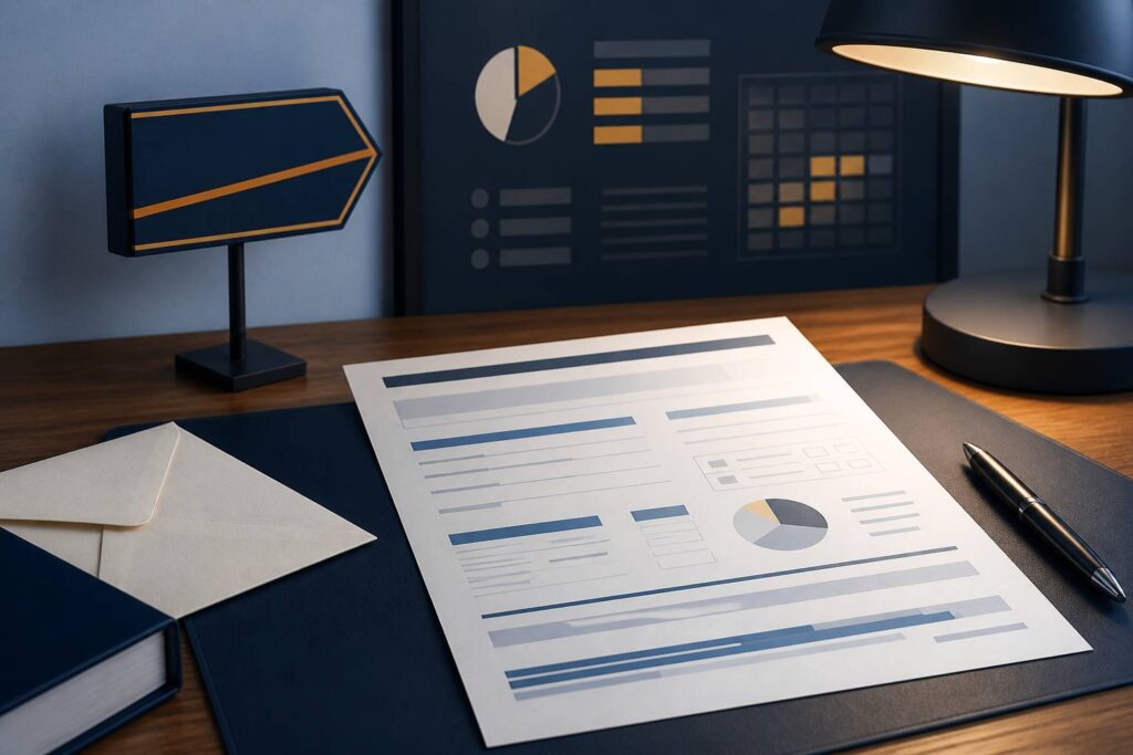 Notification officielle de suspension posée sur un bureau