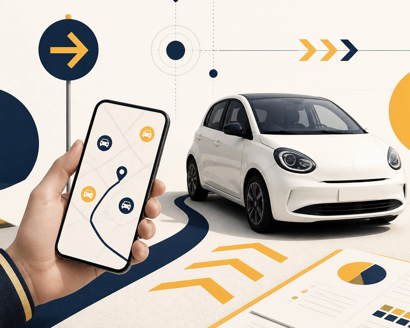 Smartphone affichant une carte de stations d'autopartage