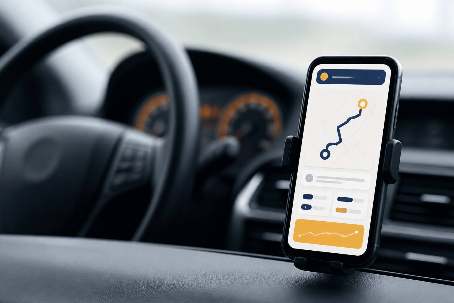 Smartphone avec application de réservation dans une voiture