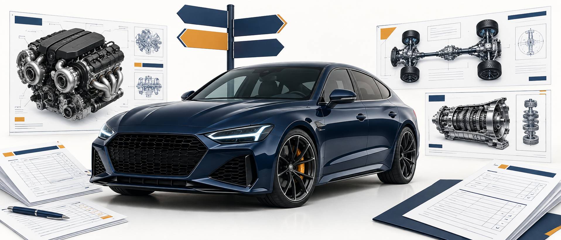 Illustration éditoriale du sujet : Audi RS7 : fiche technique, boîte automatique et performances