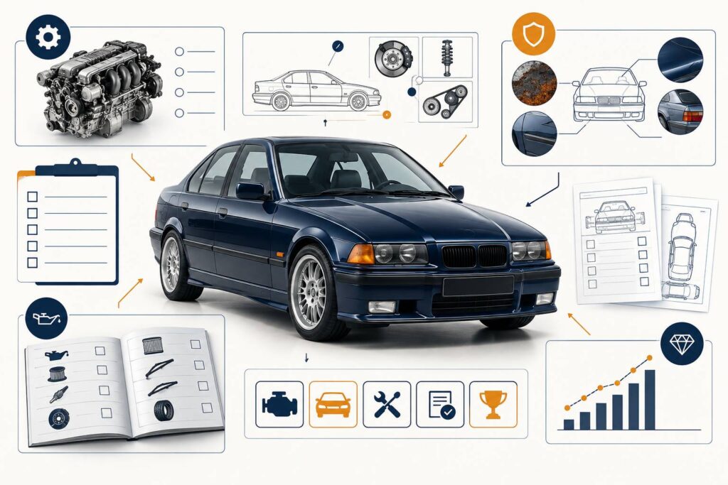 Illustration éditoriale du sujet : BMW E36 : motorisations, points faibles et cote de collection
