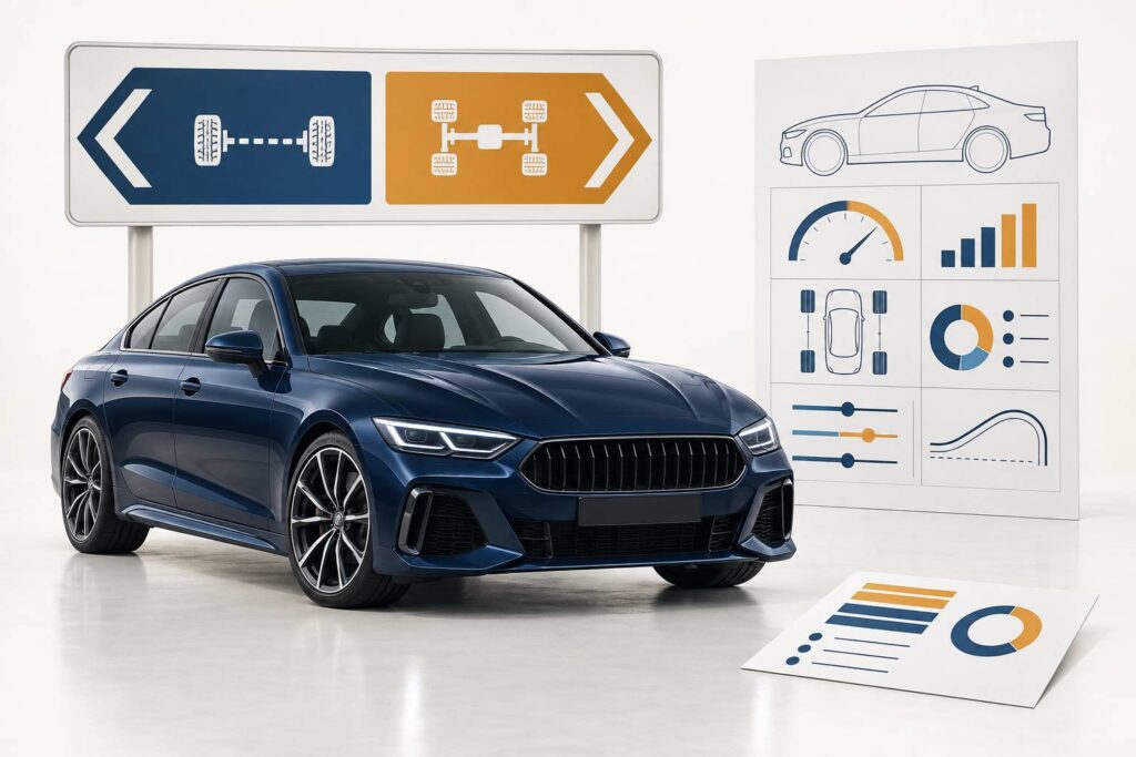 Illustration éditoriale du sujet : BMW M3 G80 : puissance, transmission xDrive et fiche technique