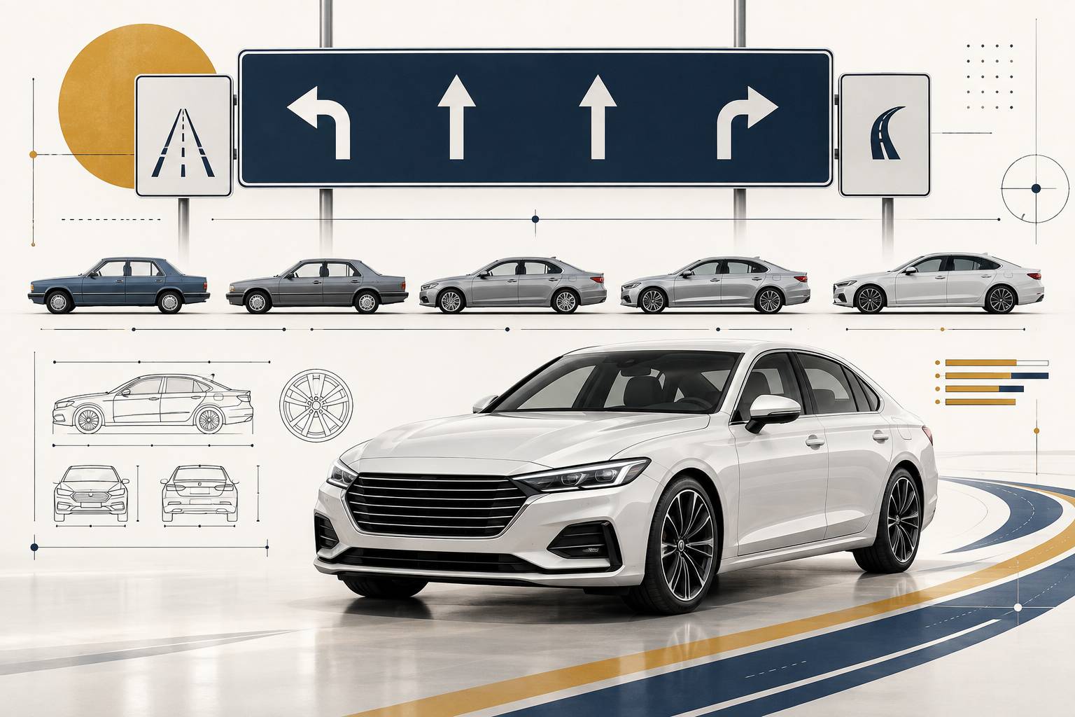 Illustration éditoriale du sujet : BMW Série 5 : générations, motorisations et repères techniques
