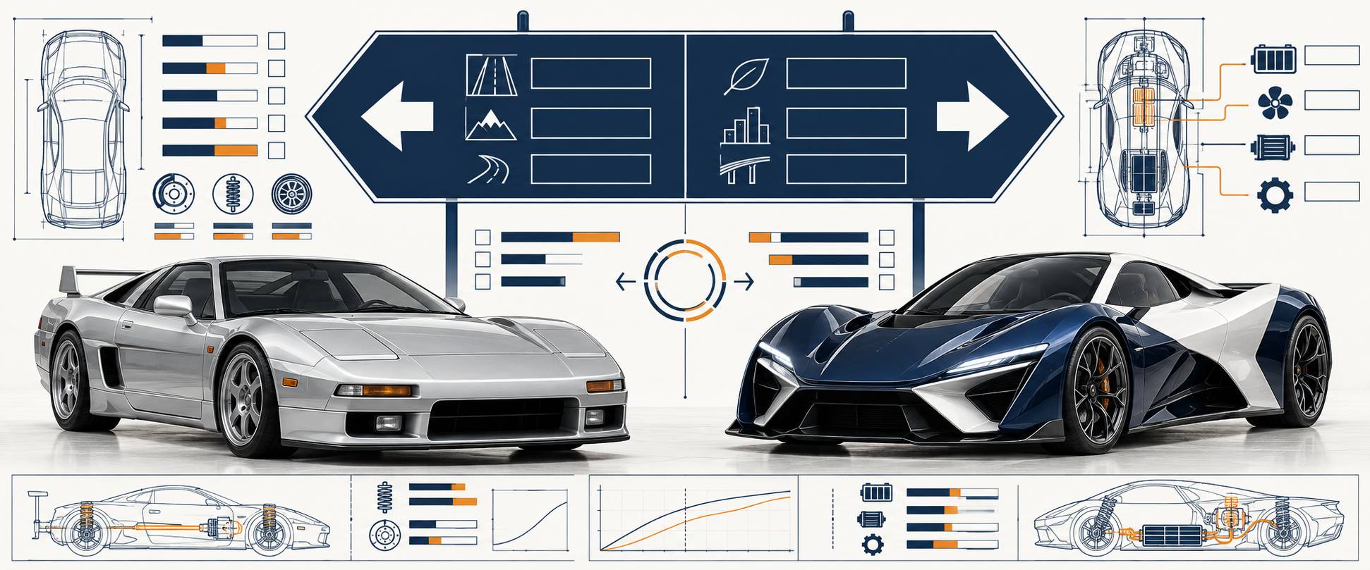 Illustration éditoriale du sujet : Honda NSX : deux générations, technique et héritage