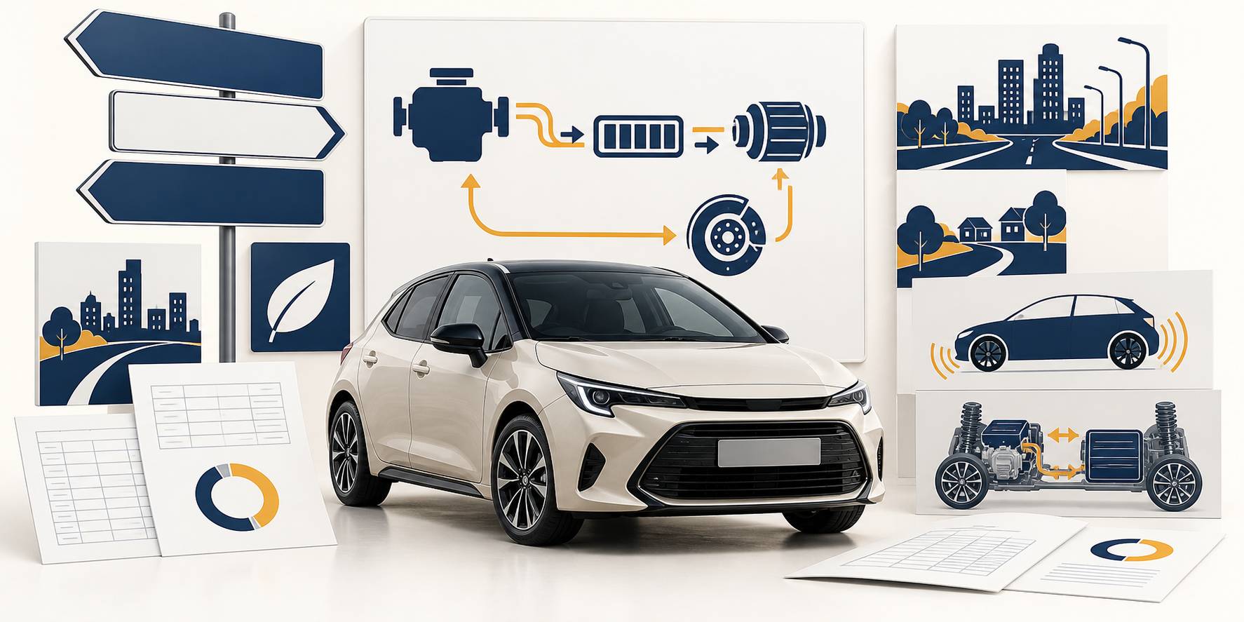 Illustration éditoriale du sujet : Toyota Yaris hybride : fonctionnement, consommation et entretien