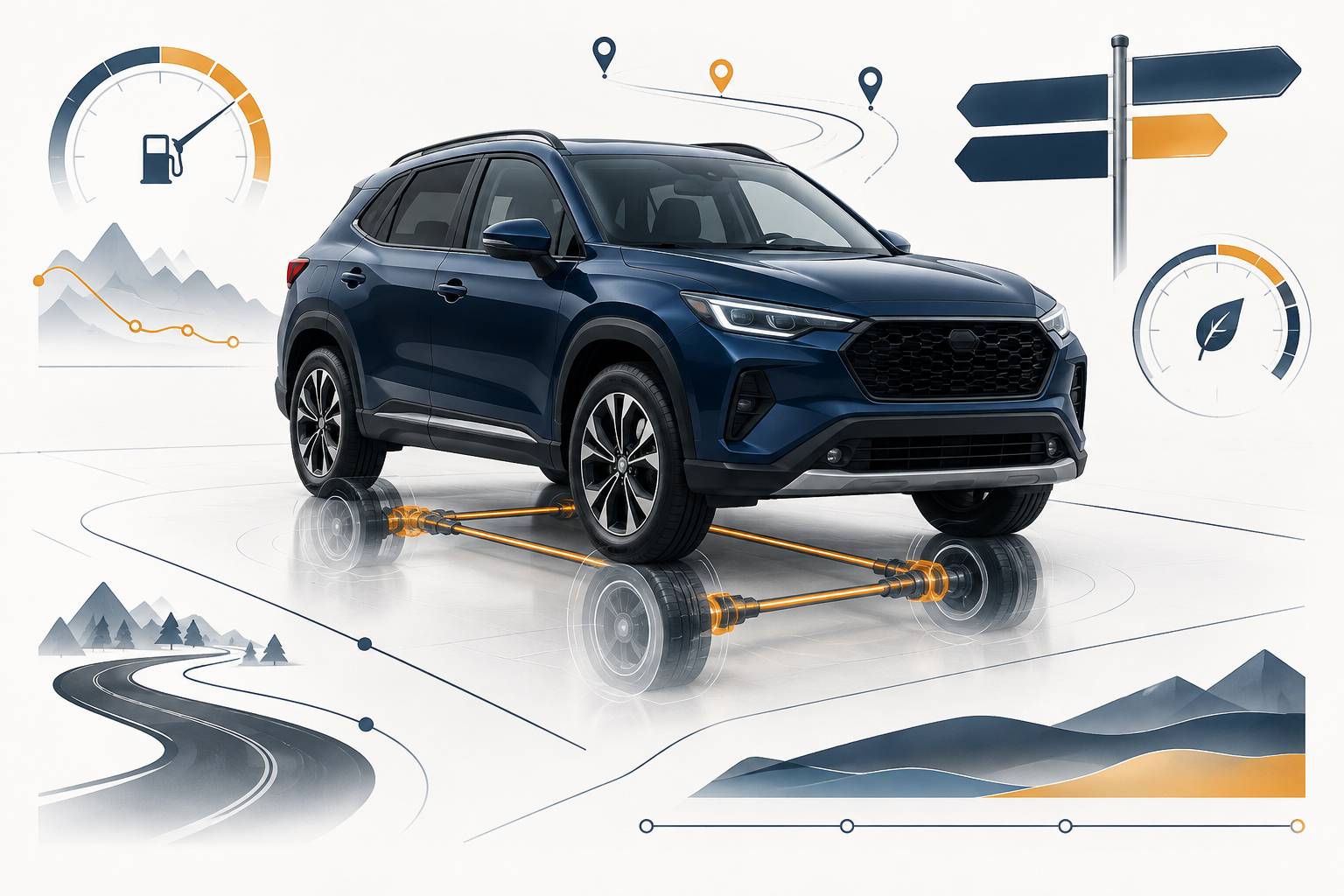 Illustration éditoriale du sujet : Yaris Cross hybride : consommation réelle et transmission AWD-i